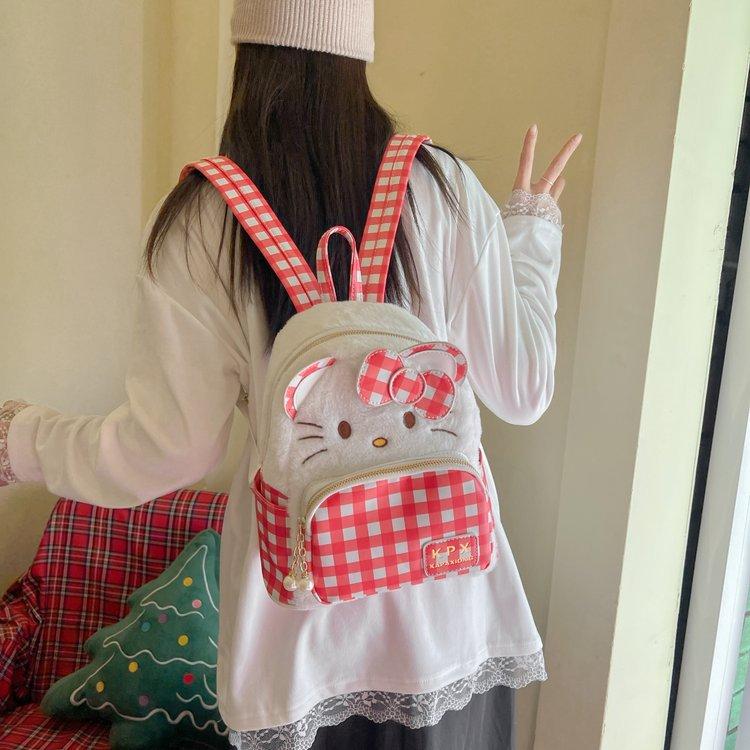 Schoolbag Girl Cute Plush Bag Soft Cute Trendy Backpack Girl Large Capacity Versatile Primary School Bag KT Cat Backpack