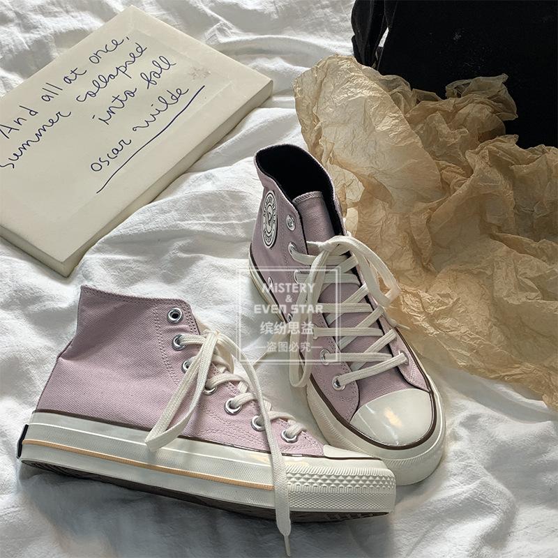 Round Label Canvas Shoes Student Men and Women Couple Shoes 211