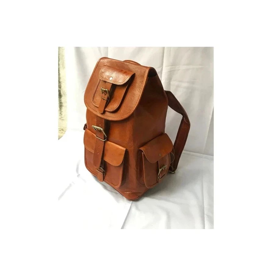 Leather Bag Genuine Backpack Rucksack Men's Laptop Brown New Travel Vintage