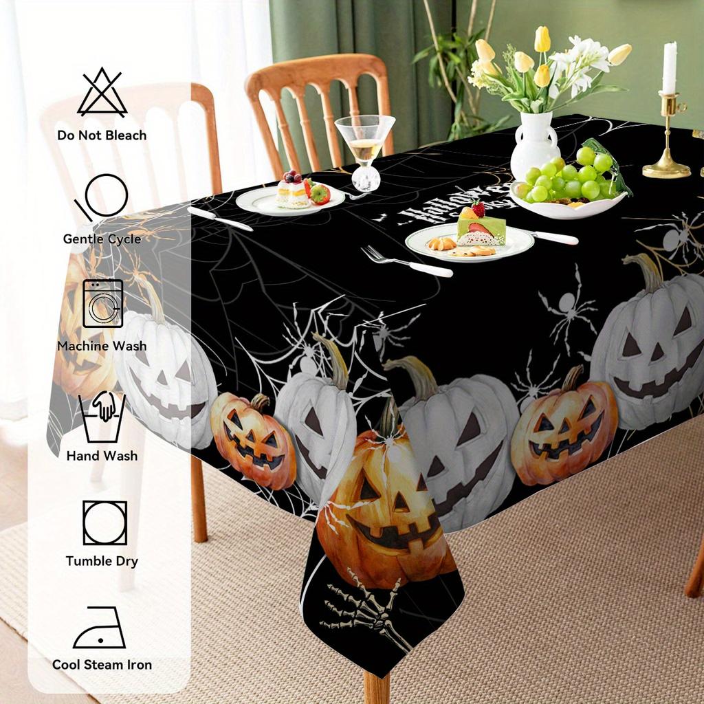 One polyester tablecloth with a Halloween pumpkin spider designzyc