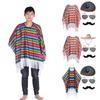 Mexicans Party Outfit for Kids Adult with Poncho Cape Sombrero Hat Sunglasses Maracas and Mustache for Interactive Fun