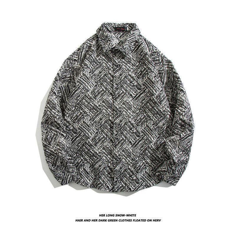 Cămașă bărbătească cu mânecă lungă, stil retro cubanez vintage - stil etnic japonez pentru toamnă și iarnă