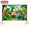 Bright Color Dinosaur Birthday Backdrop, Tropical Palm Tree Jungle Party Background for Birthday Photoshoot Wall Decor