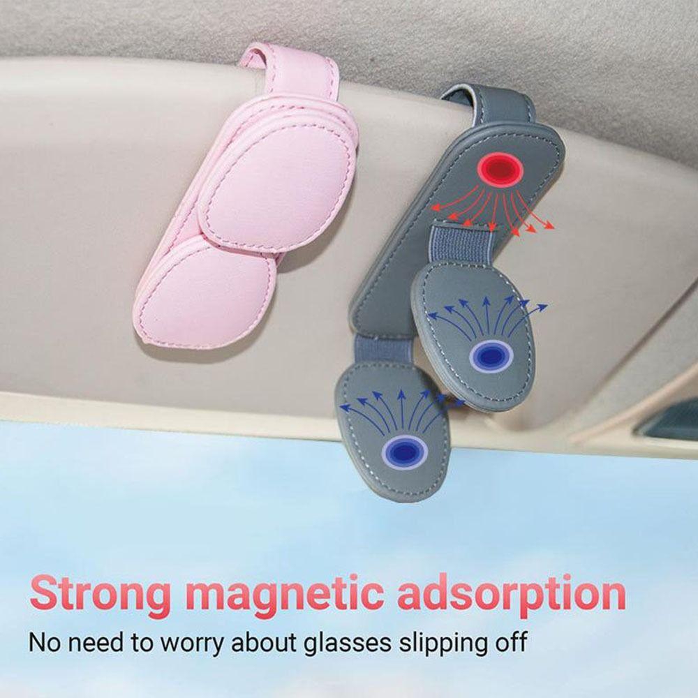Double Clip Car Sunglasses Frame PU Leather Eyeglasses Storage Clip  for Auto Interior
