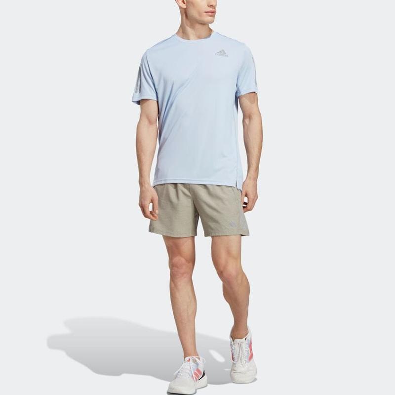 adidas T Shirts Men's Light Blue Crew Neck Moderate Straight Fit IC7630