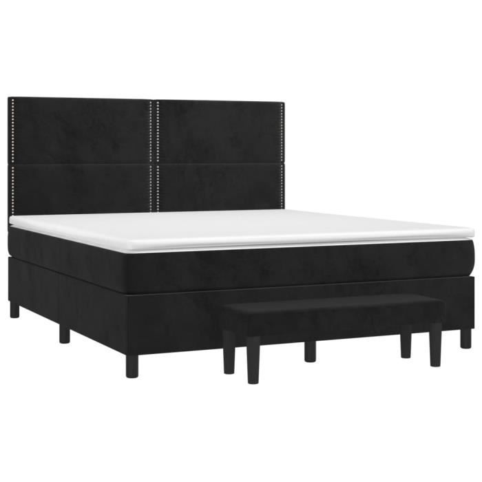 3137799 vidaXL Lit à sommier tapissier avec matelas Noir 180x200 cm Velours