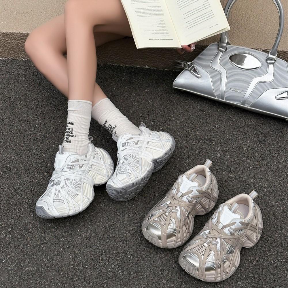 Dad Shoes Women's 2025 New Dirty Small Dirty Shoes Sneakers Muffin Platform Strap Men's Couple Casual Shoes