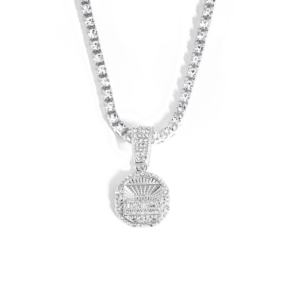 Trendy Hip Hop 'The Last Supper' Pendant Necklace with Rhinestone Tennis Chain