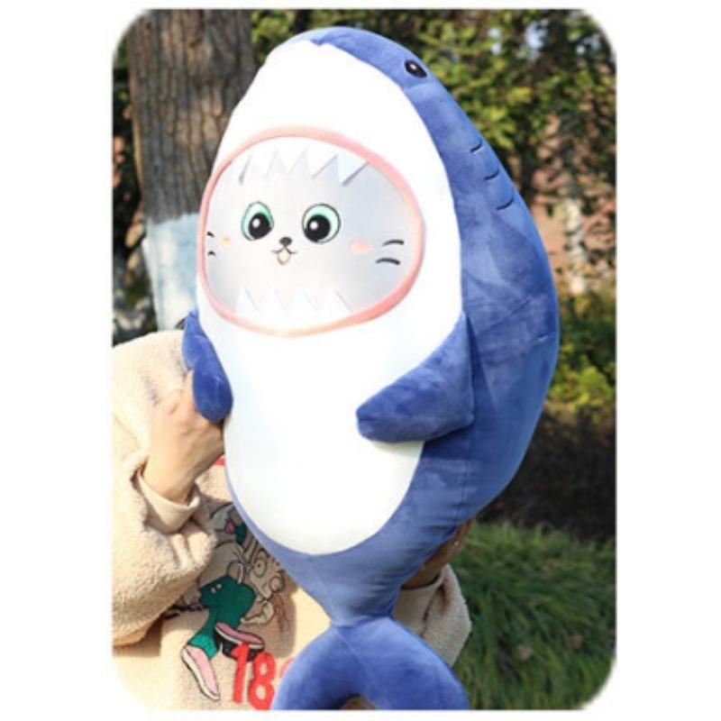 30CM Cat Face Shark Plush Toy Shark Soft Stuffed Doll Shark Pillow Office Pillow Toy Christmas Children's Gifts Stuffed Doll