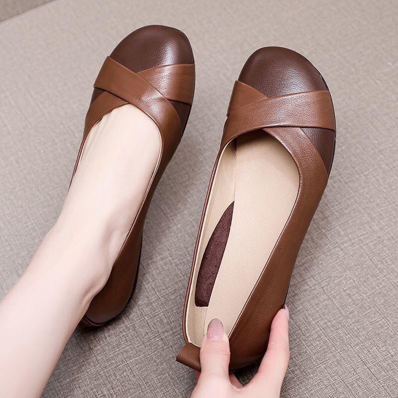 sapatos femininas women round toe light weight spring slip on anti skid flat loafers lady cool black work shoes ab609