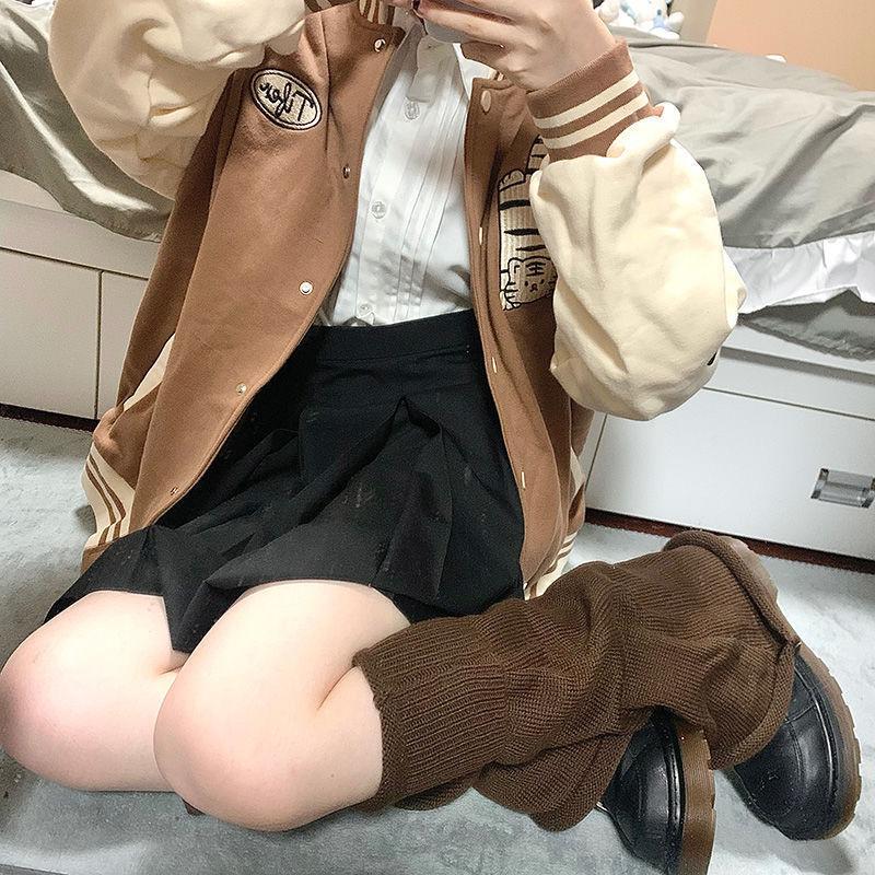 

Skinny Solid Color Versatile Millennial Babes Knitted Medium Tube Stacking Socks Cover Wide Leg Warm Wool Women s JK Calf Socks Cover One size