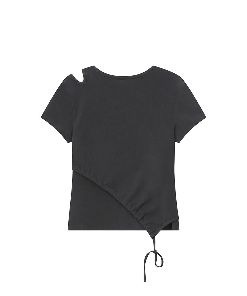 MISEKI SEOUL Cutout Shirring Layered Shortsleeve Charcoal