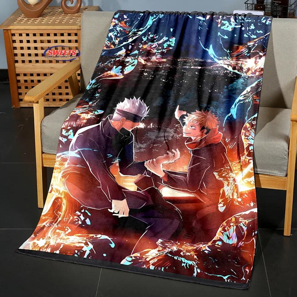 J-Jujutsu Ka1sen Anime Cartoon Flannel Blanket for Bed Bedroom Sofa Picnic,Warm Throw Blanket for Cover Outdoor Leisure Nap Gift