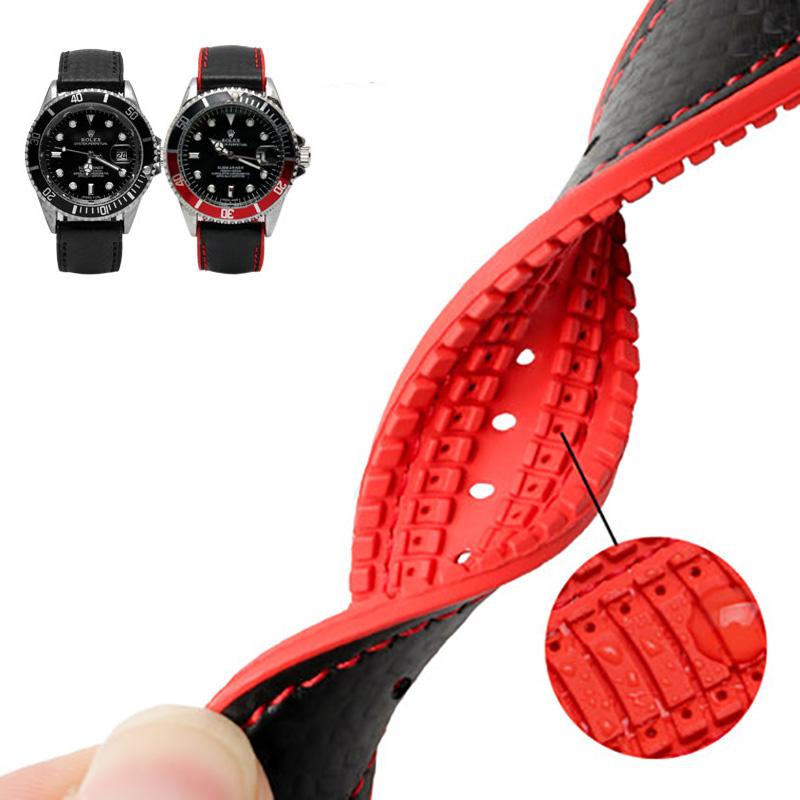 Silikonowy Pasek z Włókna Węglowego Wodoodporny Pasek do Zegarka dla Omega Speed Master Gumowy Zamiennik Męska Bransoleta Pasek 18mm 20mm 22mm 24mm