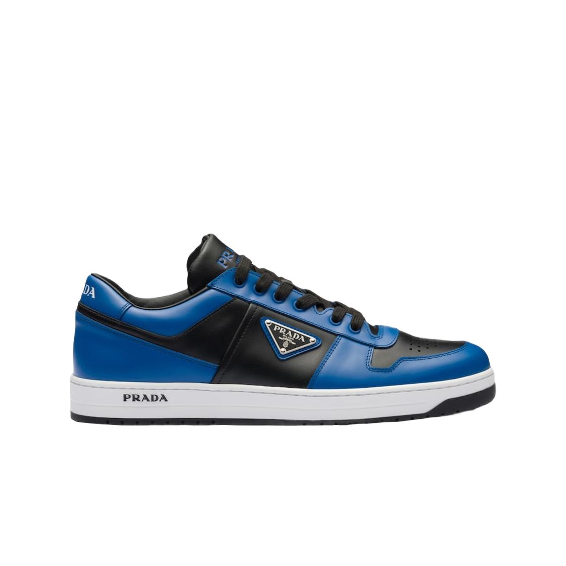 

Prada Downtown Leather Sneakers Black Cobalt Blue UK 8.5