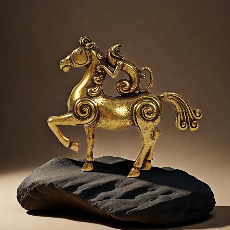Metal Horse Figurine, Solid Desktop Decorative Craft, Antique Bronze Miniature Model Of The Twelve Zodiac Animals.