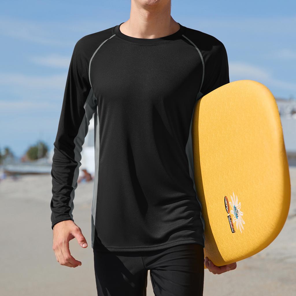 CHARMLEAKS Mens UPF 50+ Long Sleeve Rash Vest Quick Dry Rash Guards Surfing Swim Shirt