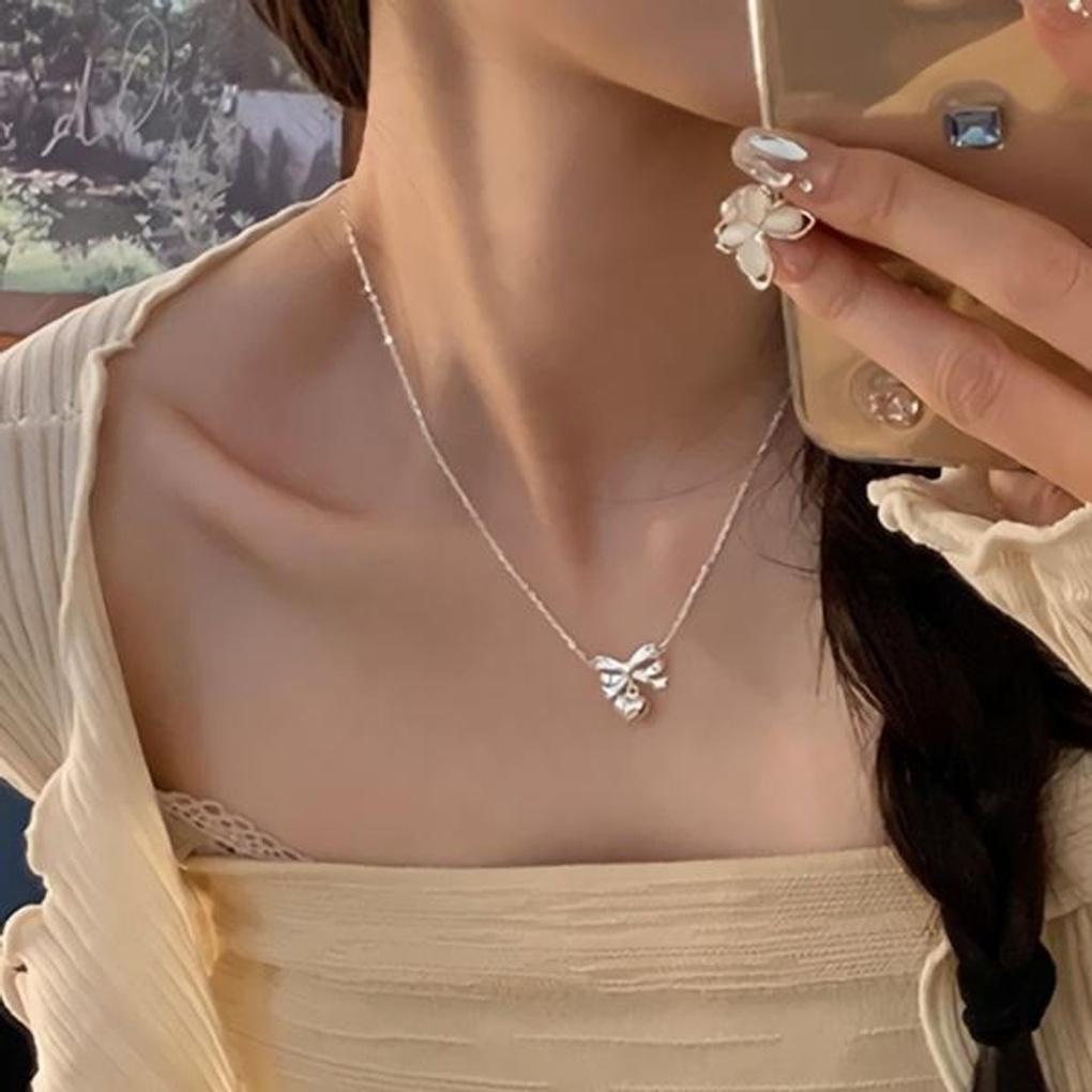 Women's Accessories Sari Heart Ribbon Sweet Necklace