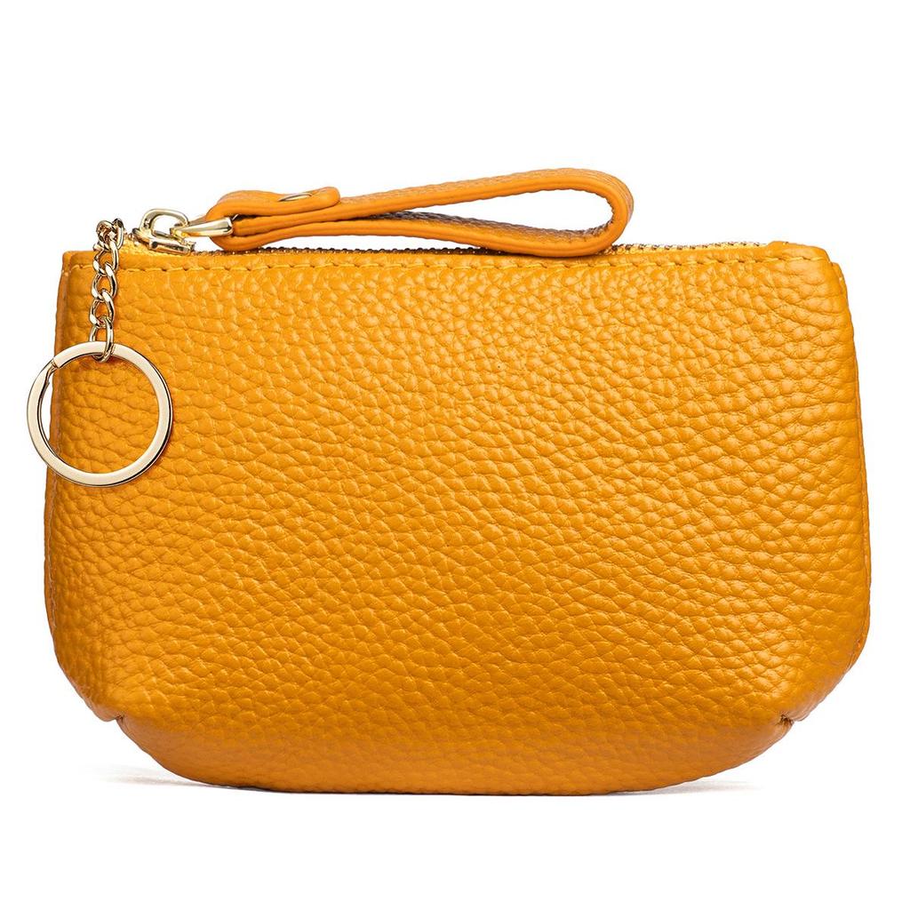 Women's Genuine Leather Coin & Key Purse - Cowhide Zipper Wallet