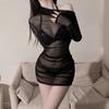 Sex Underwear Off-Shoulder Long Sleeve Perspective Hip Wrap Dress Hot Sexy Uniform Seduction Dress