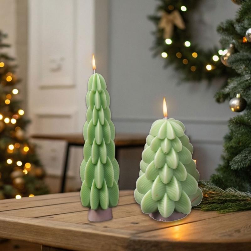 Christmas Tree Shape Silicone Mold for Making Candle Soap Christmas Pillar Candle Silicones Mould For Holiday Decoration