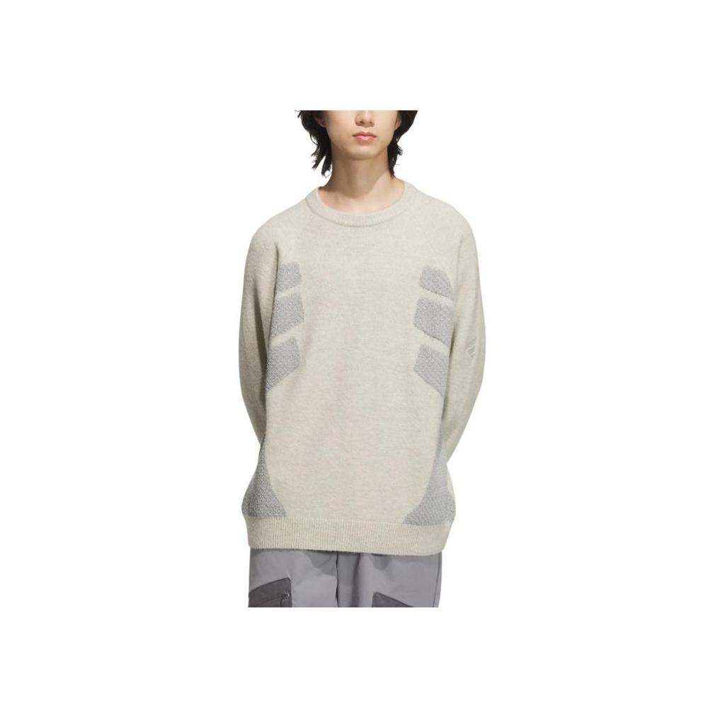 Adidas FW24 FUSTL Series P Crew 2 Simple Casual Versatile Knit Sweater Men sweater Light-Sesame Earth-Gray JW6684