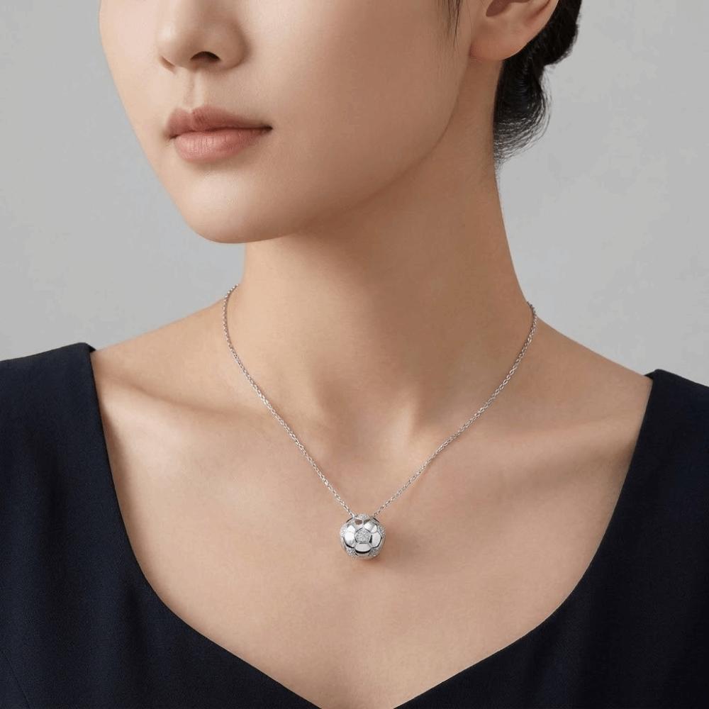Jewelry Football Necklace Rhinestone Soccer Necklace Exquisite Football Pendant Choker  Men