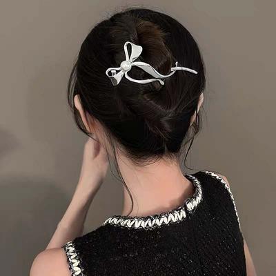 Simple Elegant Alloy Bow Hair Claws Ponytail Buckle Retro Bun Hair Clip Hairpin Women Barrettes Ponytail Holder Hair Accessories