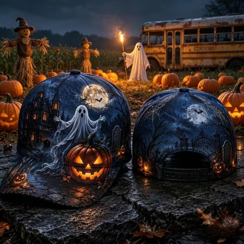 D Hot Sale Halloween Garden Morning Wear Baseball Cap Digital Printing Festival Celebration Pumpkin Cap