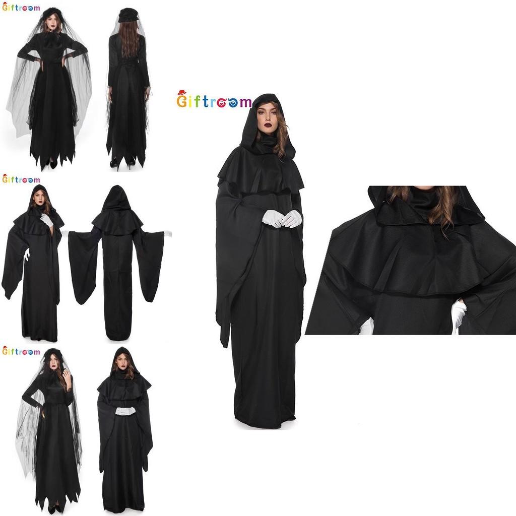 Trendy Adult Dark Witch Cloak Dress Made Of Soft Polyester For Halloween Events
