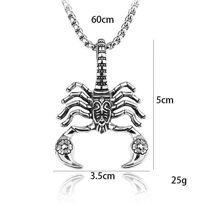 Men's Retro Titanium Steel Scorpion Necklace - Trendy Hip-Hop Style with Hollow Design.