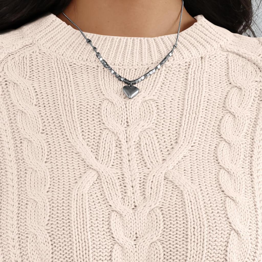 Women's Solid Color Sweater, Women's Round Neck Long Sleeved Pullover, Knitted Sweater Top