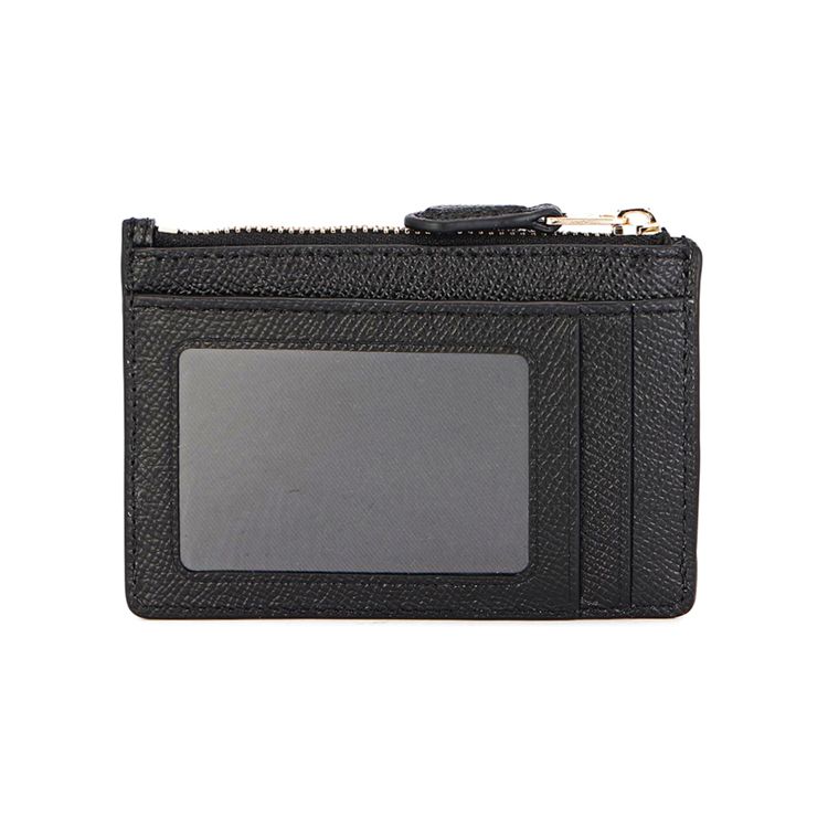 Coach Skinny Id Case Solid Color Leather Card Holder Mini Women Card Holder Black 57841-LIBLK