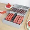 Magnetic Drawer Knife Organizer Insert Storage Tray for Most Kitchen Drawers Holds 16 Knives And 1 Sharpener Easy Access And Cleaning Plastic Holder