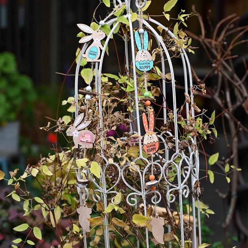 Kreatives Handwerk Holzdekoration Osterhase Hängeornament Osterfeiertagsdekorationen für mit Trageband Terrasse Hof Teil