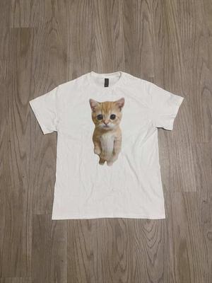 Cute Meme Cat Cotton Tee Shirt - Unisex Heavy Cotton Tee for Men & Women, Streetwear Fashion - Opium Crew Neck Tee, Y2K Apparel