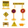 8Pcs Dollhouse City Engineering Road Sign Yellow Traffic Model Simulation Item Ornament Miniature Toys Doll House Accessories