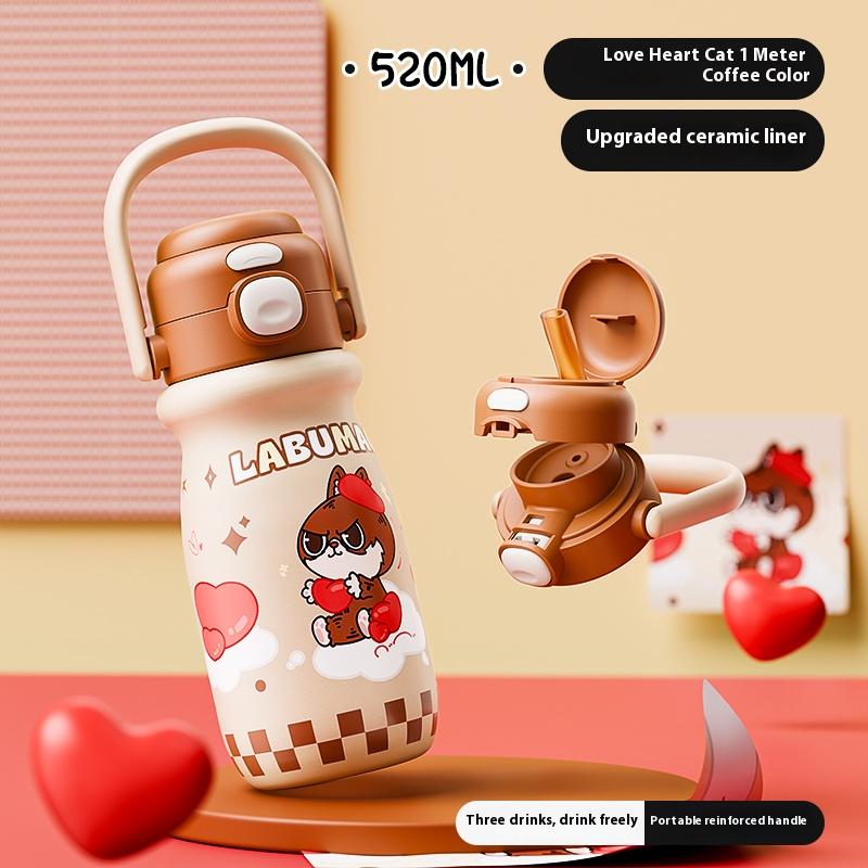 Gianxi Children's Insulated Cup Portable Water Bottle for School Primary School and Kindergarten Straws Water Cup Insulated Cup