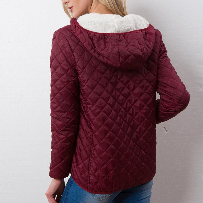 Women's  Autumn Winter Casual  Fashion Hooded Jacket Basic Warm Velvet Lamb Parka Coat Solid Light Soft Outerwear