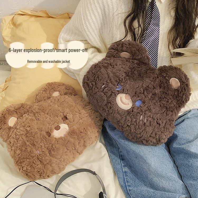 Rechargeable Plush Hot Water Bottle - Explosion-Proof Hand Warmer, 2024 Style Electric Bed Warmer.