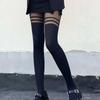 Women Sexy Tights Double Stripe Silk Stockings Thin Lady Vintage Stockings Pantyhose Summer Female Hosiery Stockings