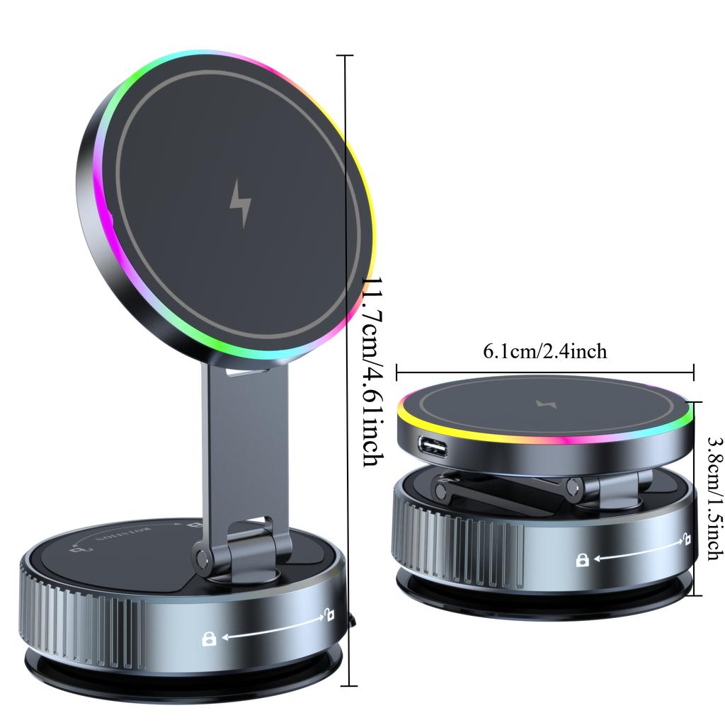 K3 vacuum magnetic car phone holder wireless rechargeable live streaming cooling phone holder suction cup car phone holder.
