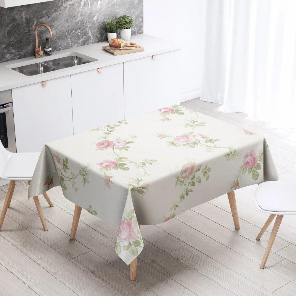 Cartoon Floral Tablecloth Home Decor Anti-Stain Waterproof Table Decoration Rectangular Kitchen Fireplace Countertop