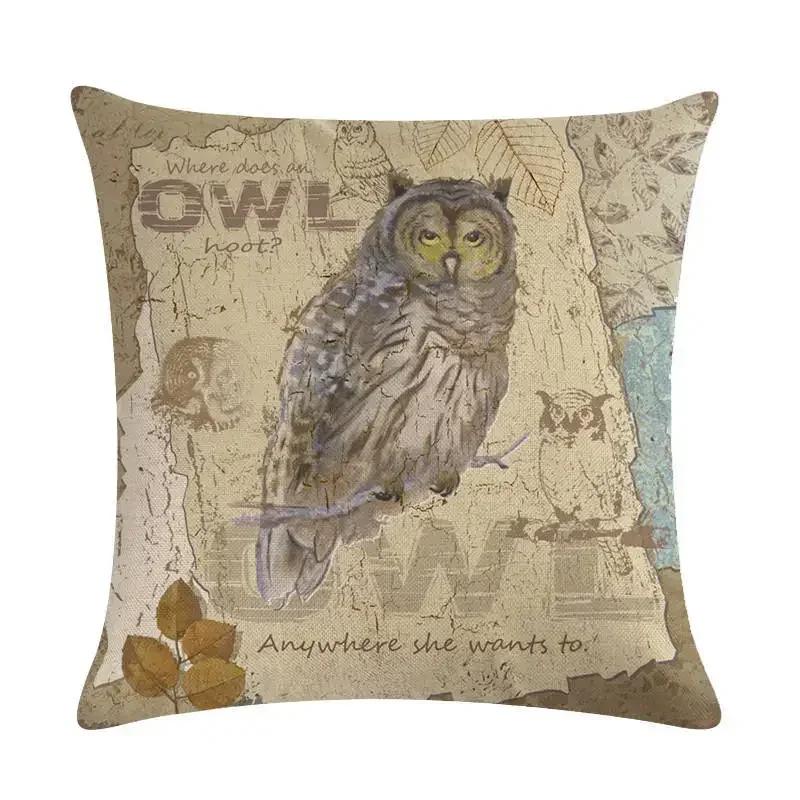 45x45cm Animal Polyester Cushion Cover Bear Pillowcase Wolf Owl Fox Moose Deer Elk Vintage Throw Pillow Cover