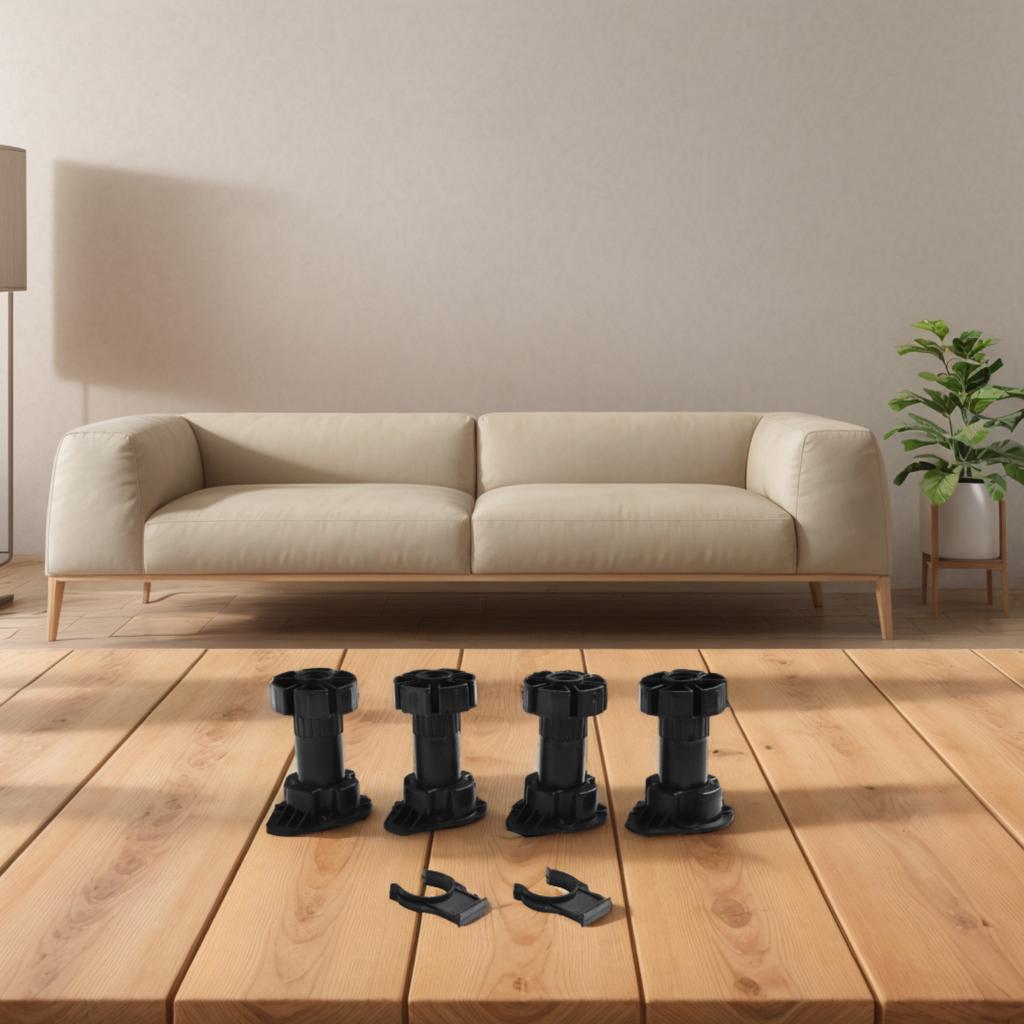 Sturdy 4 Piece Adjustable Furniture Leg Set Designed To Fit Various Types of Furniture Including For Cabinets and Sofas
