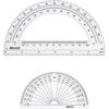 EBOOT 2 Pcs Plastic Protractor Clear 180 Degrees Transparent Protractor for Geometry, 4 Inch and 6 Inch