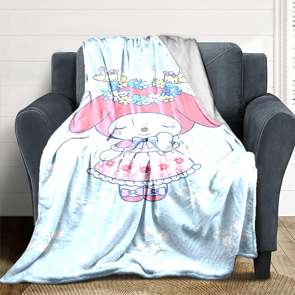 1pc My Melody flower blanket Lightweight Flannel Throw for Sofa Bed Travel Camping Livingroom Office Couch Chair