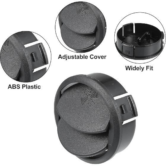 ACROPIX 71mm 69mm Round Black AC Air Condition Vent Outlet Universal for RV Bus Boat Yacht Caravan - Pack of 1