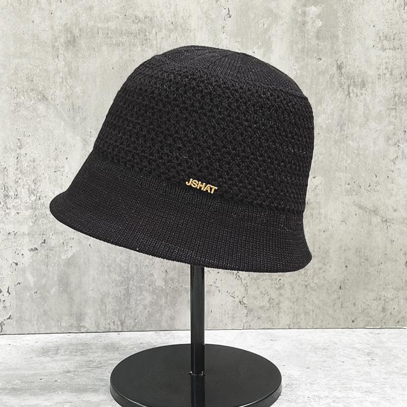 

Tide Four Seasons Wear Fisherman Hat Children Spring And Autumn Breathable Knitted Flat Top Bucket Hat Internet Celebrity Washbasin Hat M（56-58cm）