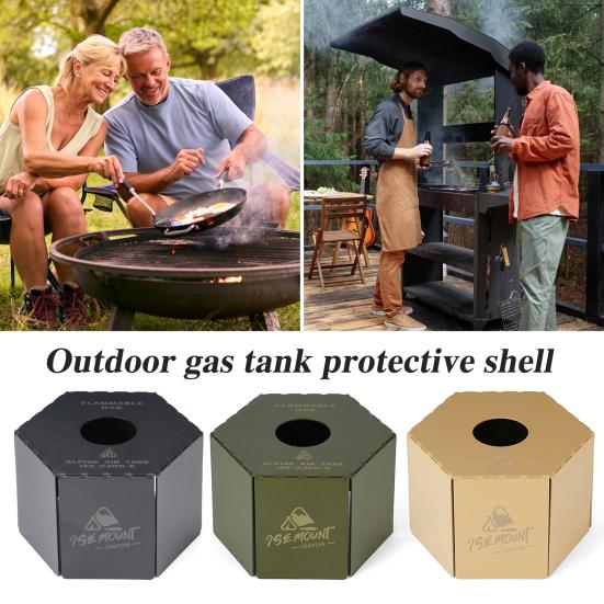 Outdoor Gas Tank Protective Case Heavy Duty Metal Lightweight Camping Picnic BBQ Cooking Fuel Cylinder Gas Tank Canister Protector Shell